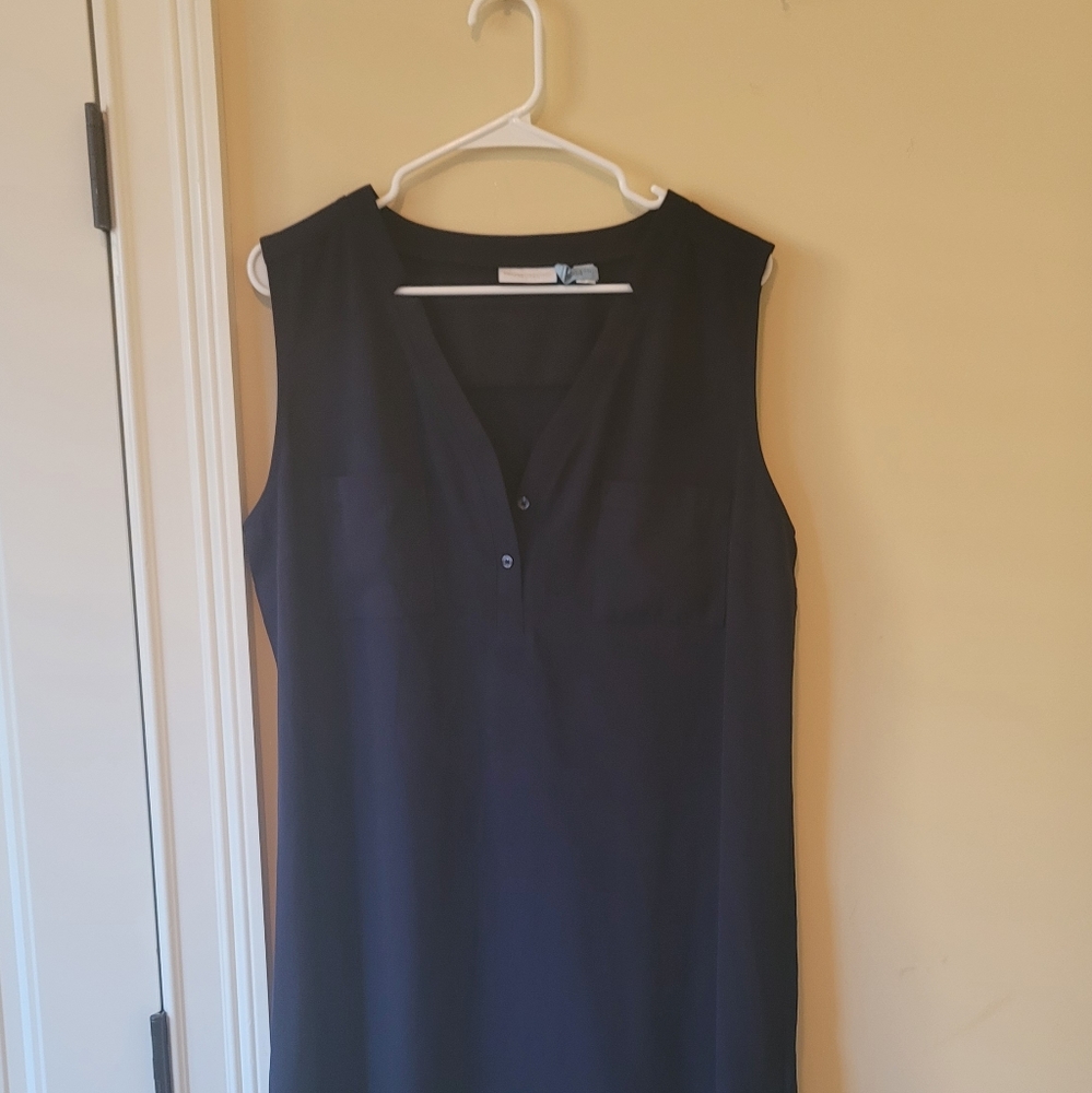 New York & Company Blue Sleeveless Tank Dress With Chest Pocket Size L